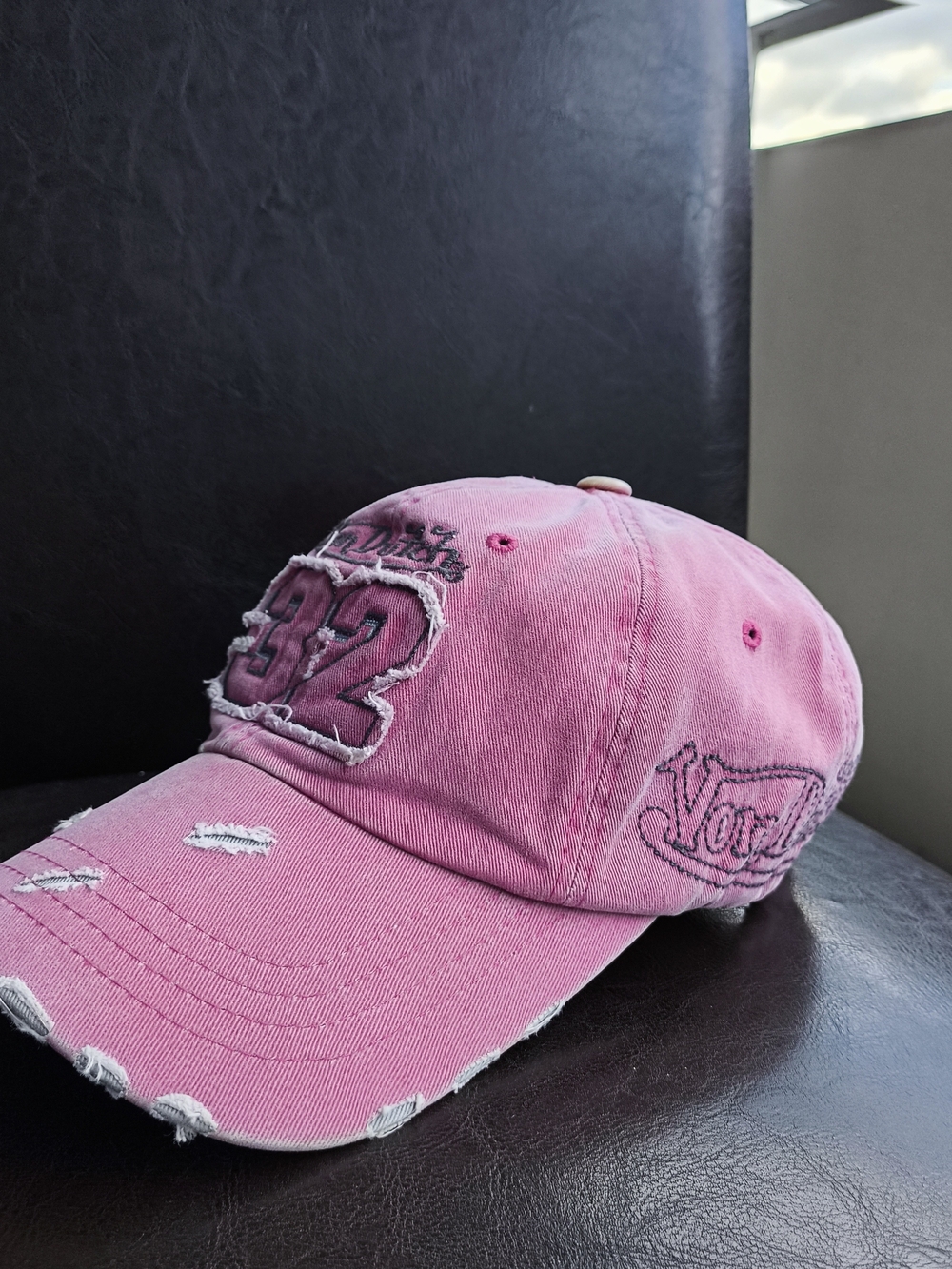 Von Dutch Pink Distressed '32' Baseball Cap Cleaned Kustommade One Size Y2K